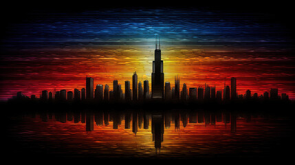 Naklejka premium Explore a dystopian city with DIY projects and color theory elements.