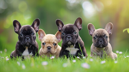 group of french bulldog puppies