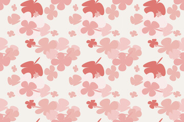 Seamless Flower Pattern Vintage 70s Style Flower Background Illustration. Colorful Pastel Color Groovy Artwork Bundle, Y2k Nature Backgrounds With Spring Plants.