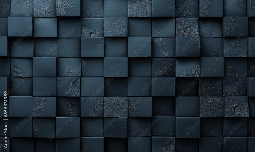 Aufkleber futuristic 3d cube tile wall texture with dark high tech offset square block structure, modern digit