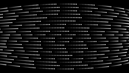 Abstract Digital Mosaic Dots Halftone Tech Background Pattern. White Dots Moving Fast. Hi-Tech Minimal Technology Design Texture. Digital Data Flow Transfer. Vector Illustration.