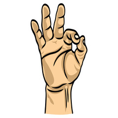Hand Okay OK Sign Symbol Cartoon Illustration Vector