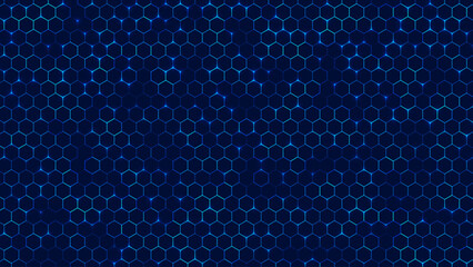 Hexagonal Abstract Technology Background. Hexagons Pattern for Hi-Tech Communication Design. Hi-tech Cyber Hexagon Sci-Fi Game Banner Grid. Nano Shield Pattern. Vector Illustration