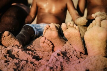African family enjoying the beach