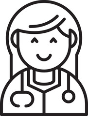 Female Doctor Avatar Line Art
