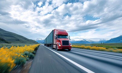 a red truck on a road