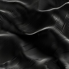 Abstract Black and White Wavy Pattern with 3D Effect, Modern Digital Art Background