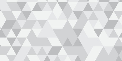Fototapeta premium Abstract geometric white and gray background seamless mosaic and low polygon triangle texture wallpaper. Triangle shape retro wall grid pattern geometric ornament tile vector square element.