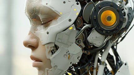 Fototapeta premium Cutting-edge humanoid robot showcasing futuristic technology and innovation