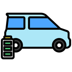 Electric car lineal multi color icon, related to EV, electric vehicle, transportation, electric car and technology theme. use for modern concept, web and app development