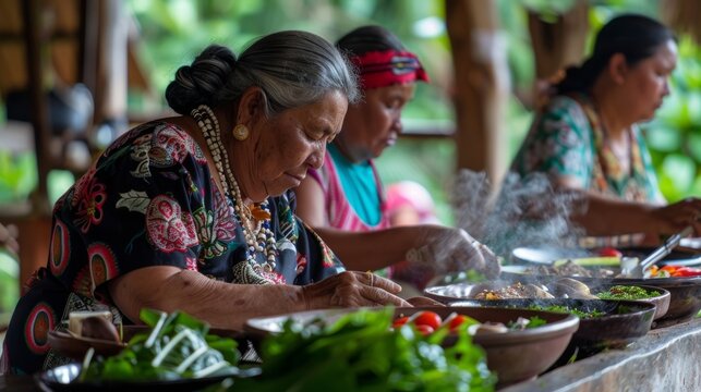 A traditional cooking class taught by indigenous women showcases the unique flavors and techniques of their culture utilizing ingredients from community gardens.