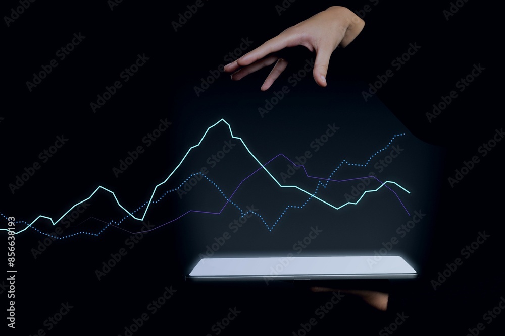 Poster Business investment analytic graph remix