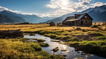 Deserted farmstead in secluded valley, silent and forgotten
