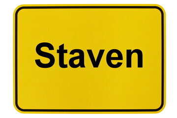Illustration eines Ortsschildes der Gemeinde Staven in Mecklenburg-Vorpommern