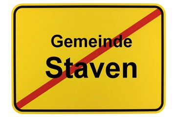 Illustration eines Ortsschildes der Gemeinde Staven in Mecklenburg-Vorpommern