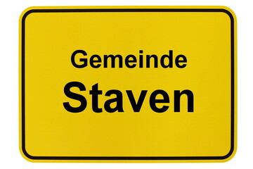 Illustration eines Ortsschildes der Gemeinde Staven in Mecklenburg-Vorpommern