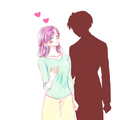 シルエットの男性にときめく女性