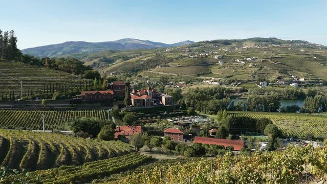 beautiful and tranquil landscape of the valley of the Duoro river, a popular travel destination in Portugal and well known for its excellent wines and vineyards.