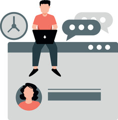 Boy is working on a laptop.