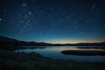 A beautiful starry night with peace and tranquility