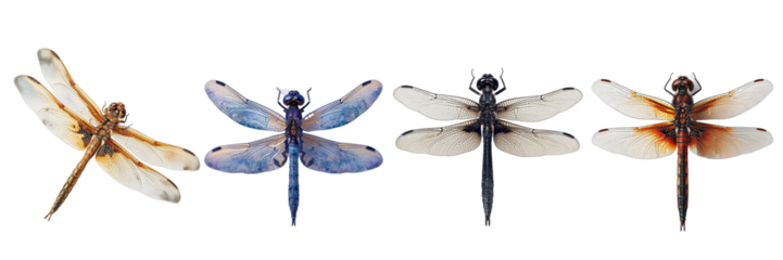 Collection of dragonfly isolated on transparent background. Generated ai

