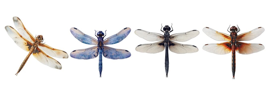 Collection of dragonfly isolated on transparent background. Generated ai
