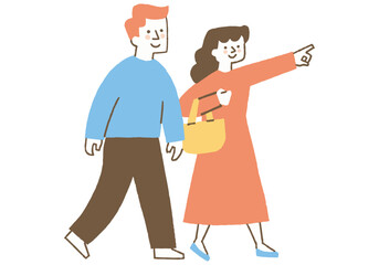 Man walking with woman pointing finger_Color