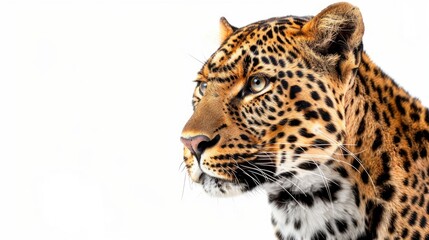 Obraz premium Leopard portrait against white background studio shot enhanced