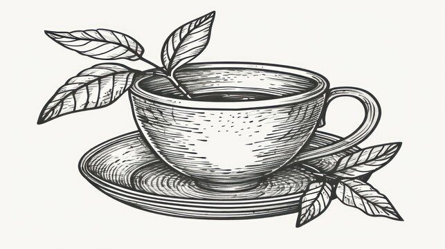 recommend clip art: Engraved Illustration of a Teacup and Saucer