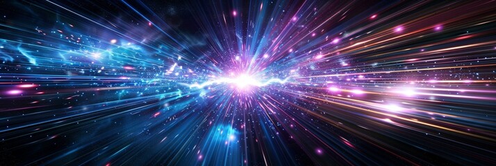 Obraz premium Cosmic Explosion with Vibrant Colors and Light Streaks