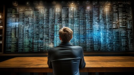 Executive strategizing sales plan  manager analyzing data at table with focus and contemplation