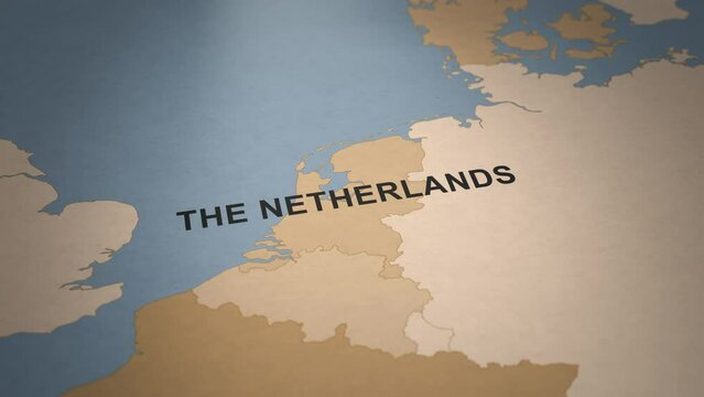 Old Paper Map of The Netherlands