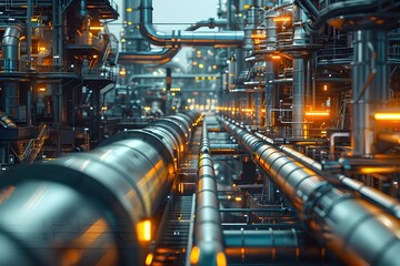 Sprawling Futuristic Industrial Complex with Automated Robotic Manufacturing and Resource Extraction Facilities