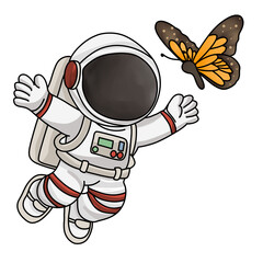 Astronaut Fly With Butterfly