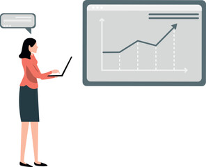 The girl is working on the graph.