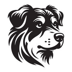 A cute Vector Silhouette Dog head with white background 