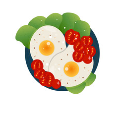 breakfast plate eggs salad tomatoes