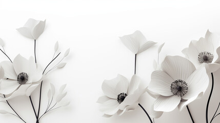 white flowers on black background