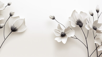 white flowers on black background