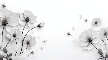 white flowers on black background