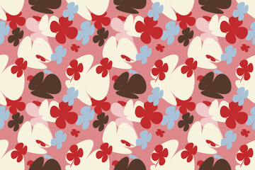 Flower Seamless Pattern on Muster Background With Simple Pretty, Little Floral Liberty Seamless Texture Background. Spring, Summer Romantic Blossom Flower Garden Seamless Pattern for Your Designs