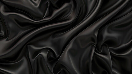 Fototapeta premium Smooth elegant deep black silk or satin luxury cloth texture