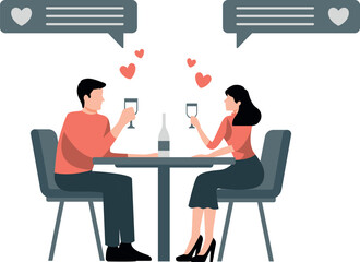 Boy and girl having date dinner.