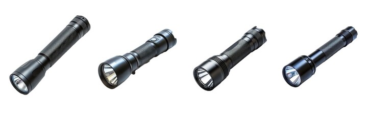 Collection of flashlight isolated on transparent background. Generated Ai