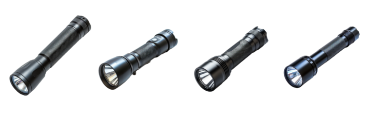 Collection of flashlight isolated on transparent background. Generated Ai