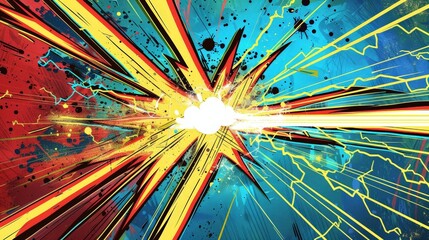 Dramatic Comic Style Thunderbolt Explosion