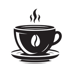 Silhouette of Coffee Cup Icon Isolated in White