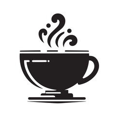 Silhouette of Coffee Cup Icon Isolated in White
