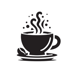 Silhouette of Coffee Cup Icon Isolated in White
