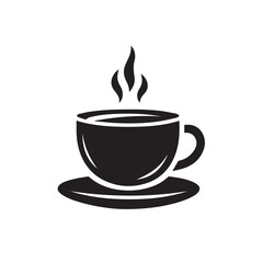 Silhouette of Coffee Cup Icon Isolated in White